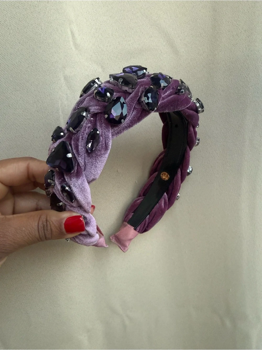 Purple habdmade Jeweled Velvet Headband- Women Accessories